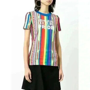 Versace Jeans Couture Pride Project Rainbow T Shirt Womens Size 6